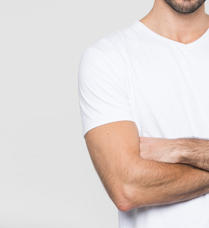 Sweat Proof Undershirt MaxDry V-Neck with Extra Underarm Protection / White