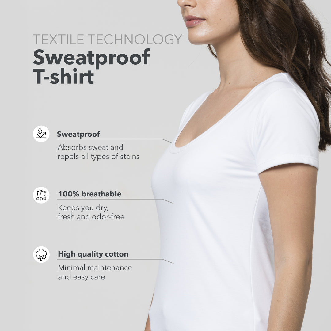 Women's Sweat-Proof Undershirt with wide round Neck / Black