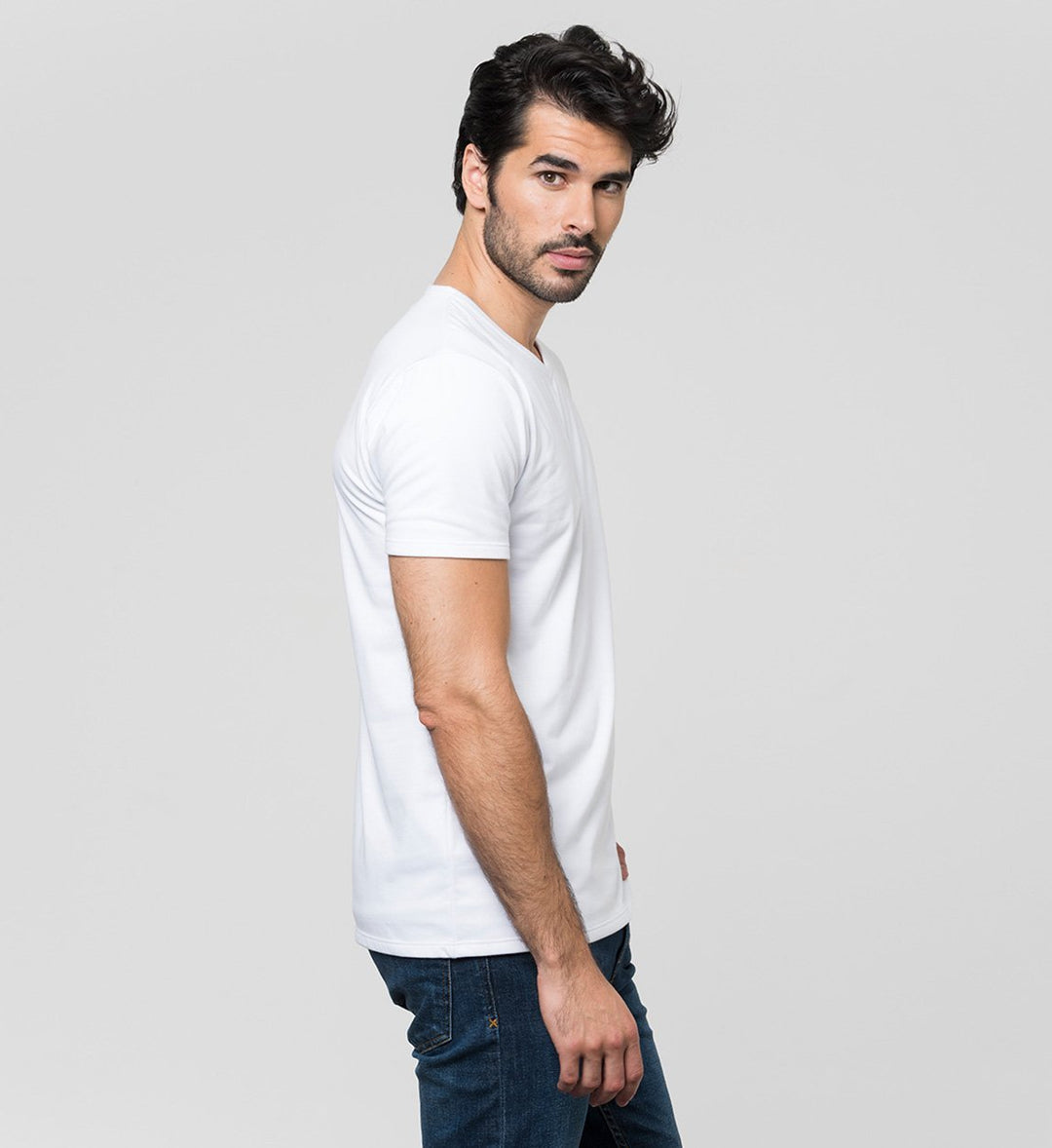 Sweat Proof Undershirt MaxDry V-Neck with Extra Underarm Protection / White