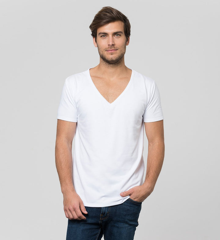 Sweat Proof Undershirt Deep V-Neck / White