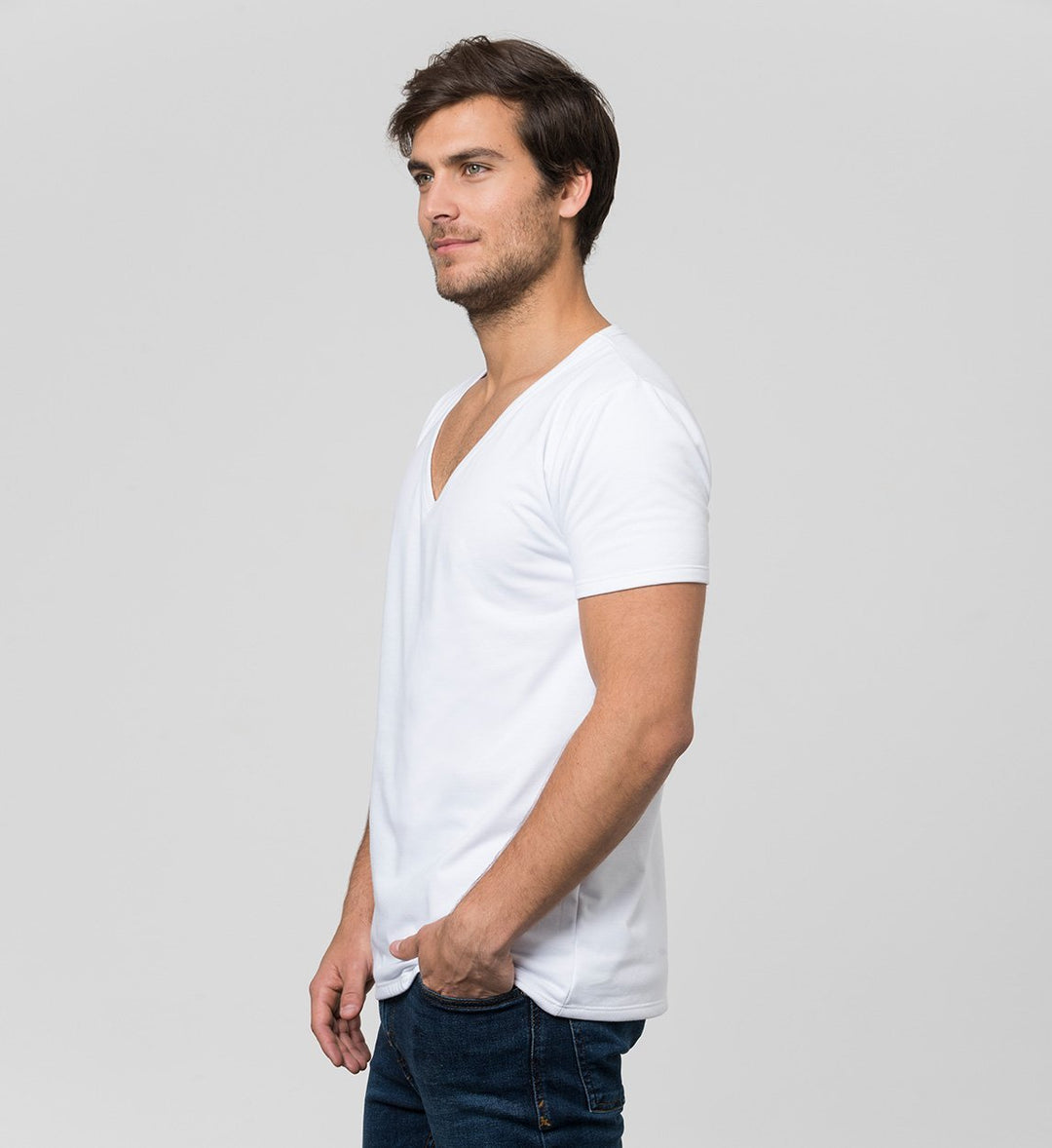 Sweat Proof Undershirt Deep V-Neck / White