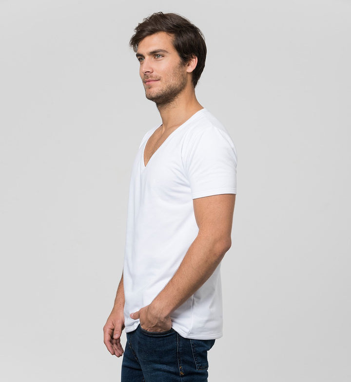 Sweat Proof Undershirt Deep V-Neck / White
