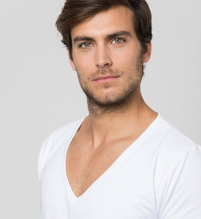 Sweat Proof Undershirt Deep V-Neck / White