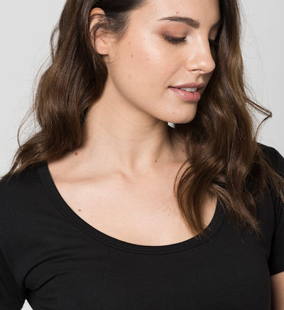 Women's Sweat-Proof Undershirt with wide round Neck / Black