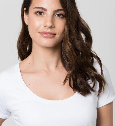 Women's Sweat Proof Undershirt with wide round Neck / White