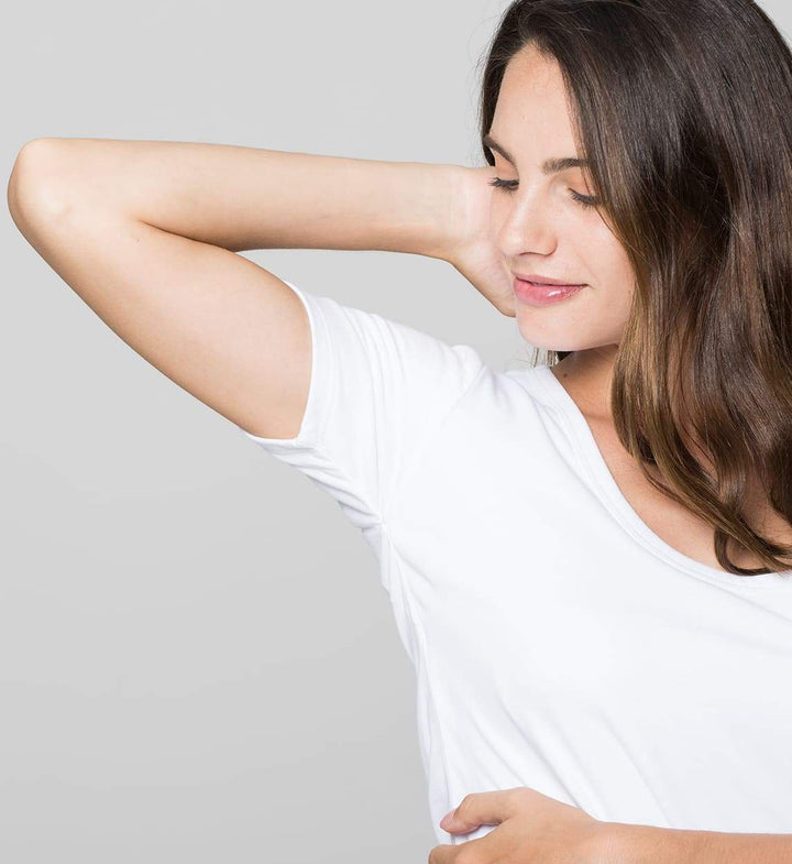 Women's Sweat-Proof MaxDry Undershirt with Wide Round Neck and Extra Underarm Protection / White