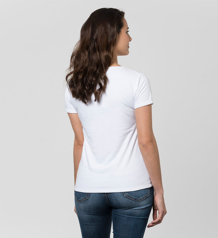 Women's Sweat-Proof MaxDry Undershirt with Wide Round Neck and Extra Underarm Protection / White