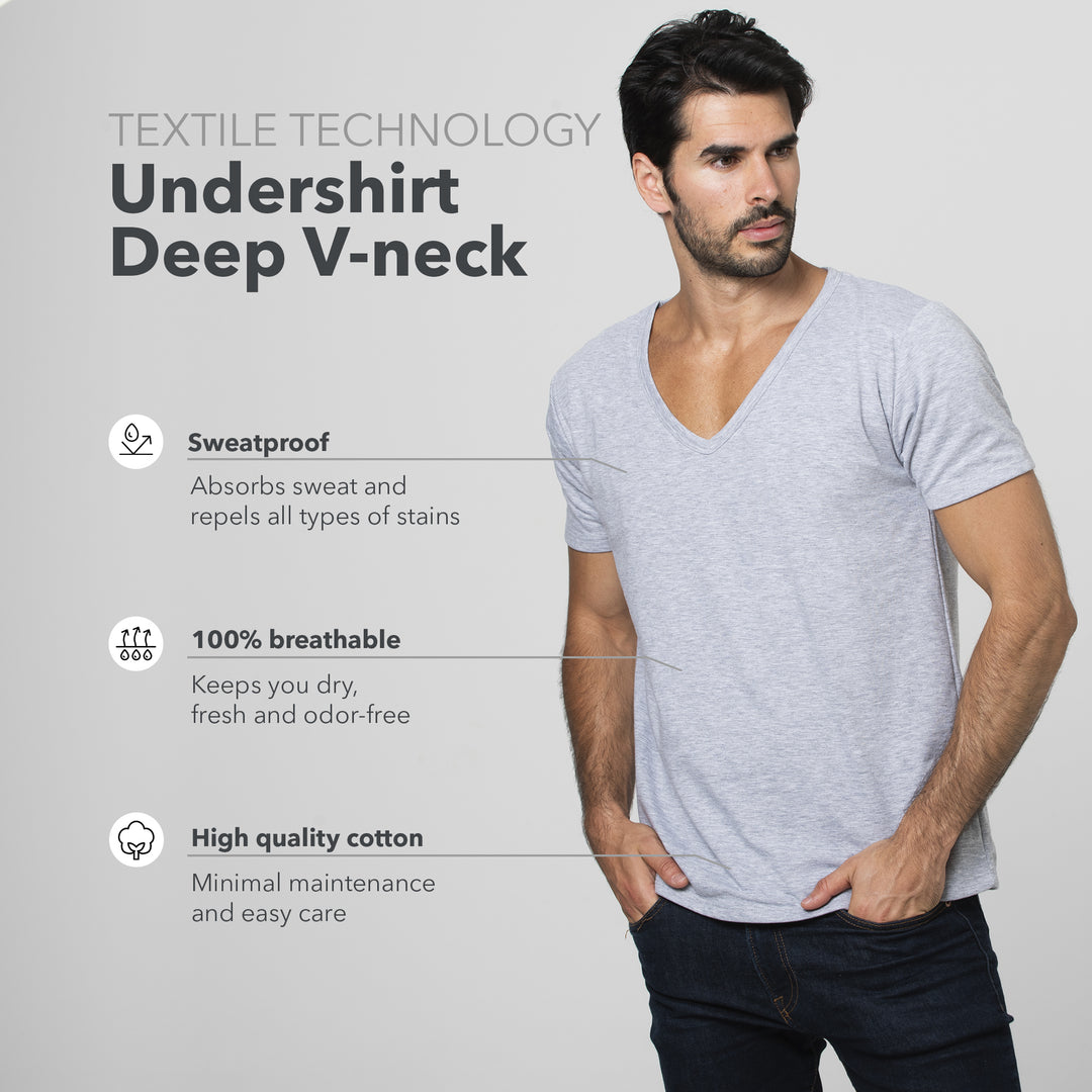 Sweat Proof Undershirt Deep V-Neck / White