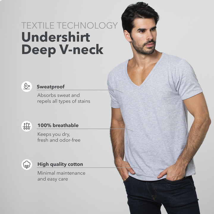 Sweat Proof Undershirt Deep V-Neck / White