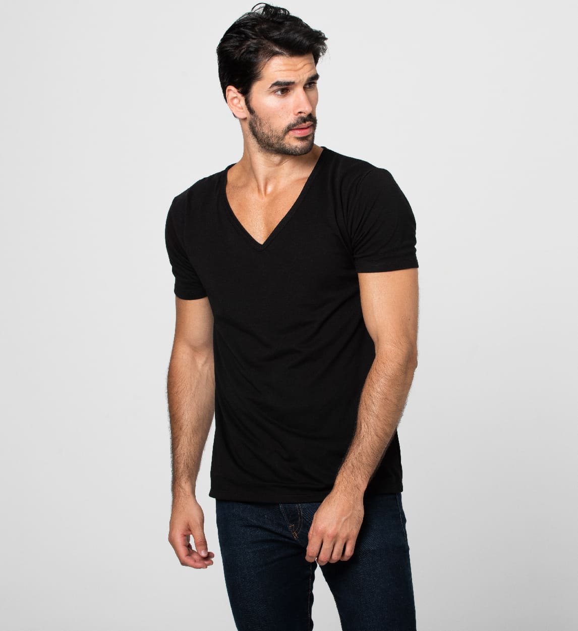 plunging v neck shirt
